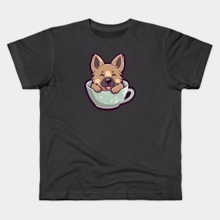 Happy German Shepherd Puppuccino Kids T-Shirt